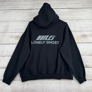 Lonely Ghost Race Logo Hoodie Sweatshirt Mens XL Black Gray